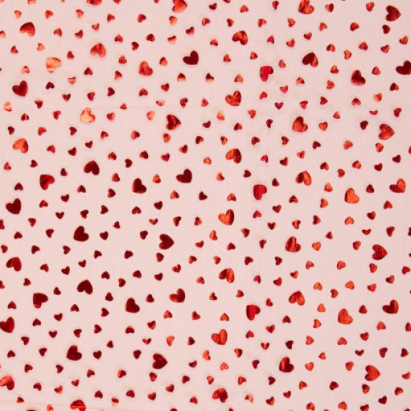 Softtüll Twinkle rote Glitzerherzen auf rotem Tüll